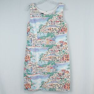 Talbots Scenic Village Shift Dress Womens 10P Cliffside Seaside Vacation Travel